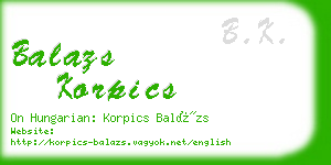 balazs korpics business card